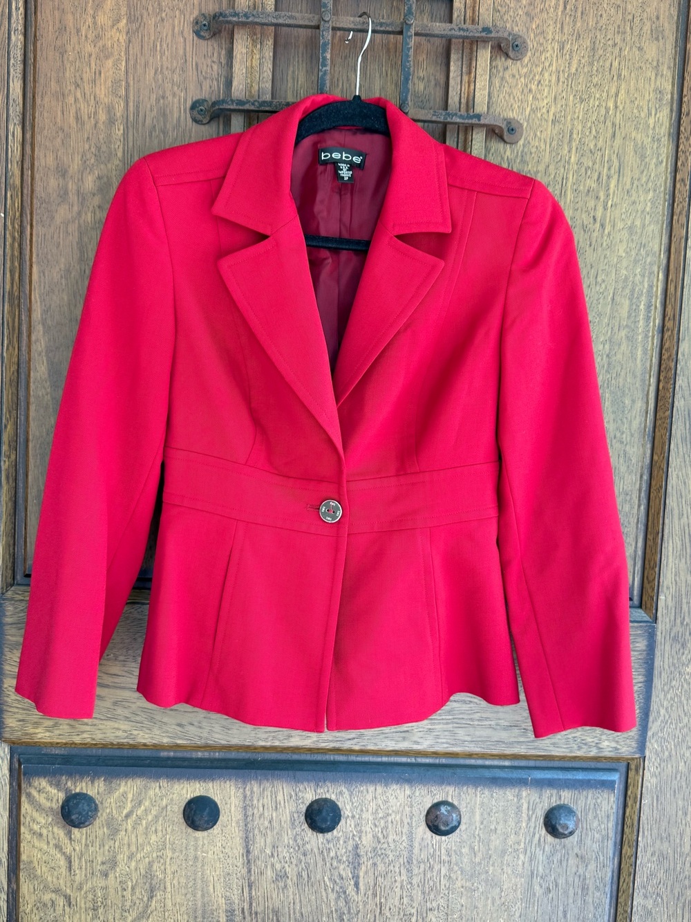 Bebe Red Tailored Blazer Jacket Size 2P